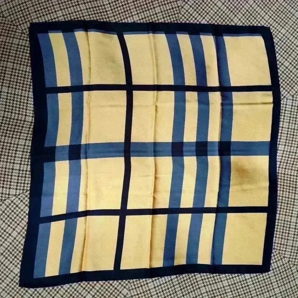 Scarf | 22" x 23" | Gold Black Grey Plaid